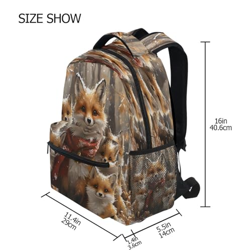 Fox Winter Landscape Backpack for School Boys Girls Adults Kids Bookbag Laptop Bag 18L4