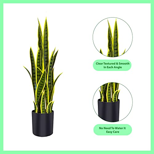 Image of Kayra Decor 3 Feet Snake Plant - Big Artificial Plant with Pot for Living Room Corner Decor