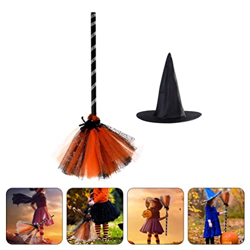 ABOOFAN Kids Hats Kids Broom Halloween Witch Broom Hat Set Witch Broomstick and Costume Accessory for Halloween Christmas Party Costume es - Image 4