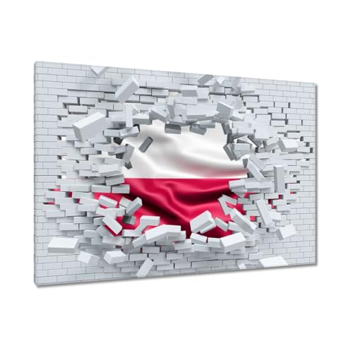 Drapeau Pologne peinture sur toile pour habiller un grand mur vide