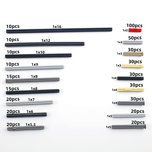 Image of Technical Pieces and Parts Axles Compatible with All Major Brands Building Block Bricks MOC Parts Cross Axles Set DIY Accessories (470 Pcs )