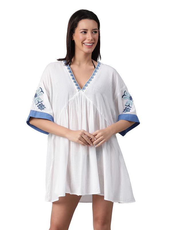oxolloxoEmbroidered Flare Beachwear Cotton Dress