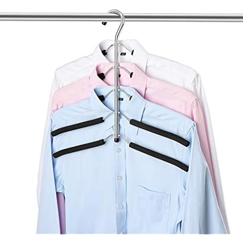 ZriEy 1 Pack 5 in 1 Clothes Hangers, Multi Layers Anti-slip Metal Coat Hangers, Multifunctional Closet Hanger Space Saving Storage Hanger with EVA Sponge for Jacket Coat Sweater Trousers T-Shirt Cover