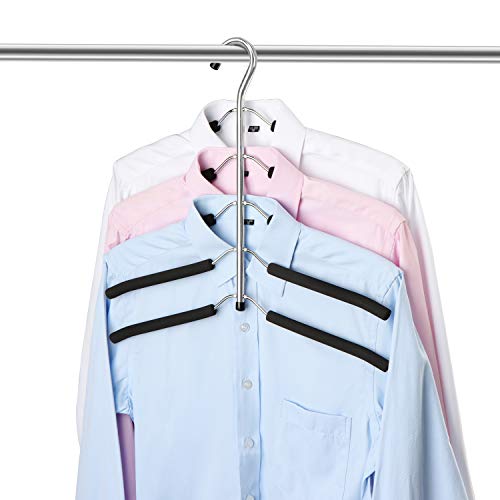 Perchas, Perchas de Metal Ahorro de Espacio, 5 en 1 Multilátera Perchas EVA Esponja Antideslizante Multiusos para Adultos...