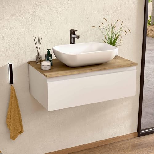 BELLOBATH - Suspended bathroom cabinet with ceramic sink, bathroo...
