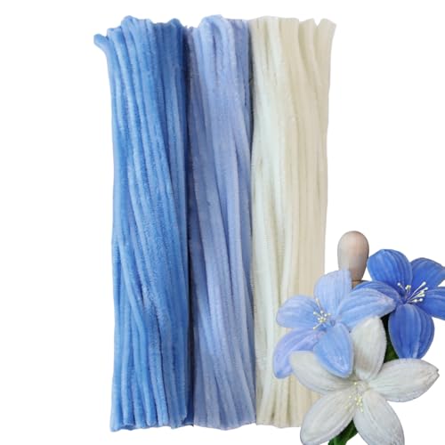 Harmoso Glacier Blue Pipe Cleaner Set 300 Thick Chenille Stems for Crafts Perfect for Animals Flowers & Festive Decorations 12 x 0.24