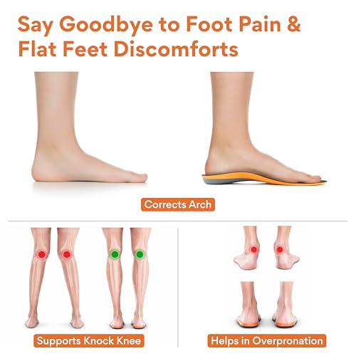 Image of FOVERA Rigid Arch Support Insole for Flat Feet - Orthotic Shoe Inserts for Plantar Fasciitis, Heel Spurs, High Arch, Foot Pain & Enhanced Stability, Trimmable Shoe Soles (XS, Women's 5-6.5 UK)