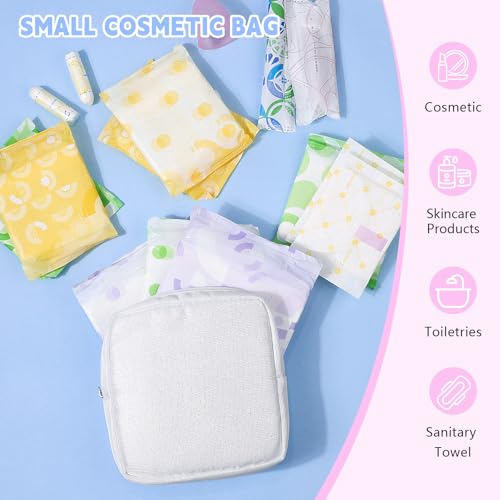Image of Period Bag for Teen Girls, Canvas Sanitary Napkin Storage Bag with Zipper, Portable Menstrual Pad Bag Tampon Holder for Purse