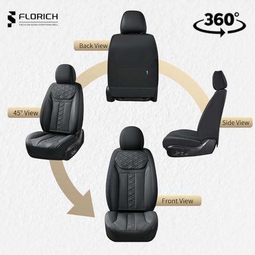 Image of FLORICH Seat Covers, Front Seat Covers 2 PCs, Automotive Seat Cover for Cars, Luxury Leather Universal Seat Cover Accessories Fit for Most Cars SUV Truck Sedans(Black)