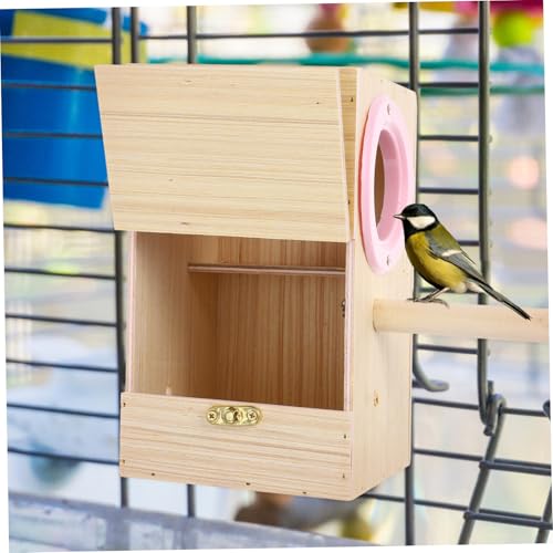 HYTROVE 木製鳥繁殖箱 ネスティングボックス 鳥用繁殖ケース 小型インコ オウム向け 快適巣作りスペース 耐久性ある天然木製 設置簡単 野鳥