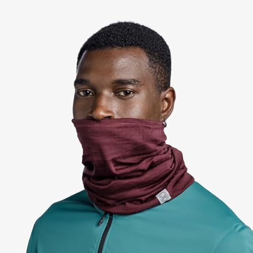 BUFF Colar multifuncional Merino leve para bicicleta, granada sólida, tamanho único