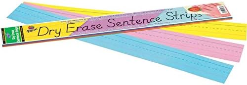 Pacon Dry Erase Sentence Strips, 3 x 24 Inches, Assorted Colors, Pack of 30