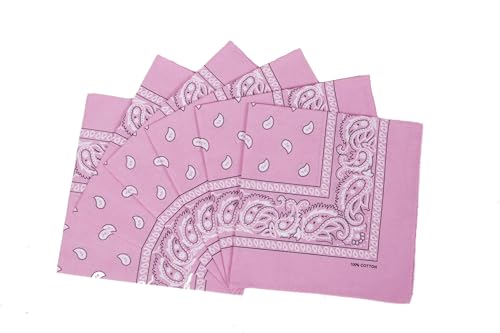 FANNI YOUPIN 100% Cotton Fine thick Bandanas/Fashion Scarf for Men & Women Paisley printed (6, pink)