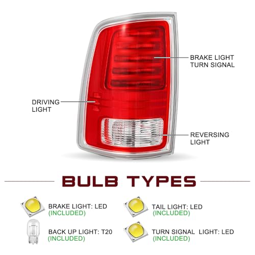 Image of JSBOYAT LED Tail Lights Assembly Compatible With 2013-2018 Dodge Ram 1500 /2014-2018 Dodge Ram 2500 3500, Left Driver Side