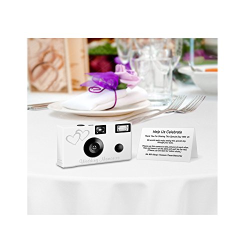 5 Coupled Hearts Wedding Disposable Cameras, Anniversary, Single use, Flash WM-50346-C - Thumbnail 2