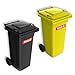 Sulo Lote de 2 Cubos de Basura 2 Ruedas, contenedor a Basura 120 L, Gris e Amarillo (22068+22071)
