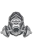  Gorilla mit Hantel für Muskel Sport Kraftsport: DIN A5 Kariert 120 Seiten / 60 Blätter Notizbuch Notizheft Notiz-Block Fitness Gym Workout Training Fitnessstudio Motive