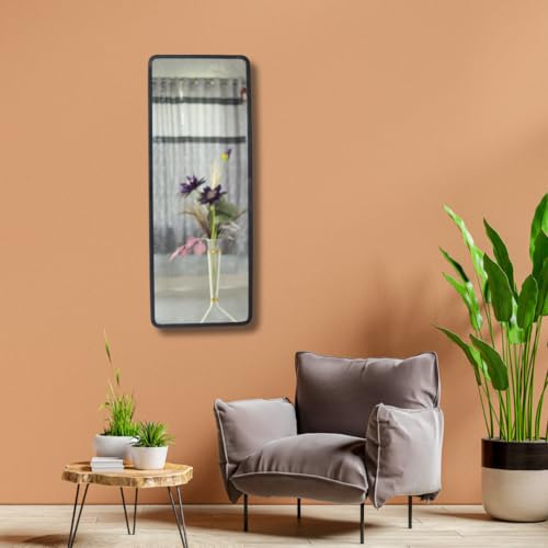 Image of Modern Elegance Rectangular Wall-Mounted Mirror Metal Framed Wall Mirror Bathroom Mirror Living Room Mirror Home Decor Mirror 18 x 48 Inches Black MF 100