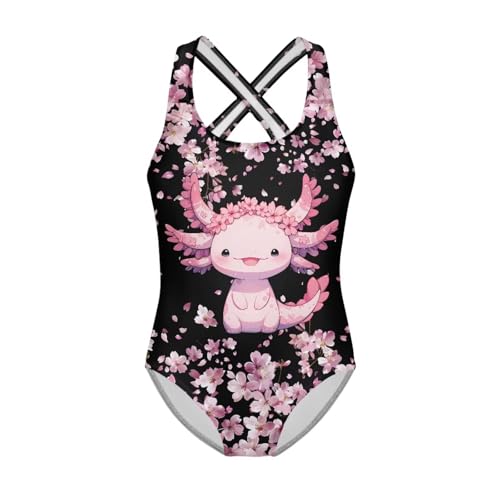 Image of WELLFLYHOM Girls Bathing Suits Size 5-14 One Piece Cross Back Swimsuit Sleeveless Full Coverage Swimwear for Beach Swimming