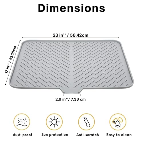 Image of YUMUN Extra Large Silicone Dish Drying Mat | 23 x 17 Inch Kitchen Drying Mat | Quick Drain Dish Drainer Mat | Utensil Drying Mat for Kitchen | Sink & Countertop Mat