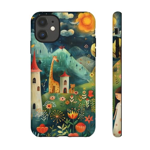 Coque iPhone 11 paysage fantastique vert rigide brillante