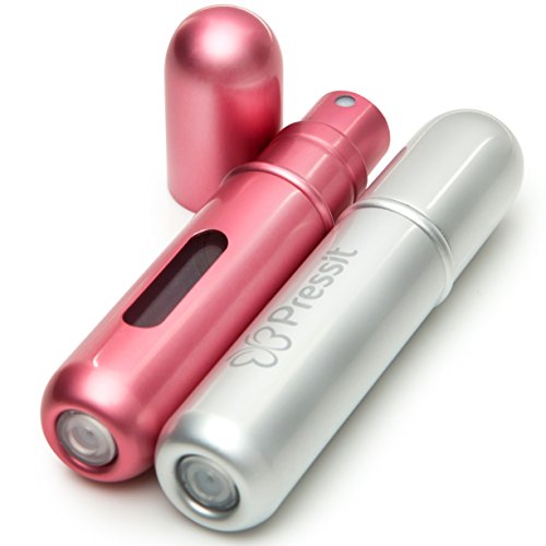 Pressit Refillable Perfume Atomiser Duo Pack - Silver & Pink
