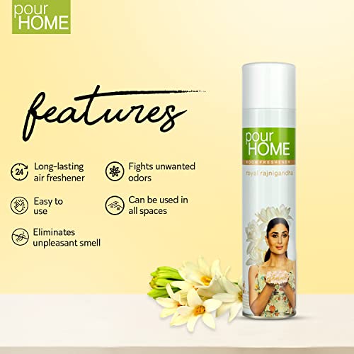 Image of POUR HOME Royal Rajni Gandha Room Air Freshener Spray - 220ML | Long-Lasting Fragrance - Reduces Odours - Suitable for Home & Office