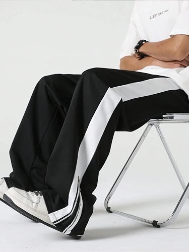 Image of Men's Track Pants with Side Zip Pockets - Regular Fit Sports Joggers for Gym, Running & Casual Wear - Mens Lower