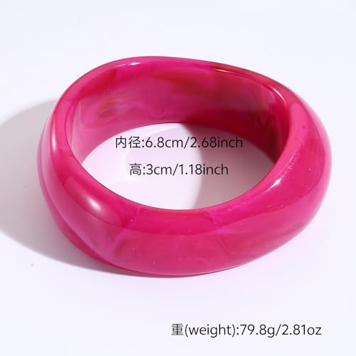 Image of Colorful Resin Bangle Bracelet For Women Irregular Wide Chunky Geometric Bracelet Fashion Charm Accessories Jewelry Birthday Holiday Gifts