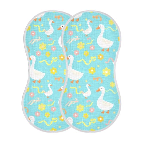 4 Pack Baby Burp Cloths, Soft Absorbent Burping Cloths for Babies, Cotton Milk Spit Up Rags, Large Size for Newborns, Baby Boys and Girls (Cute Goose)3