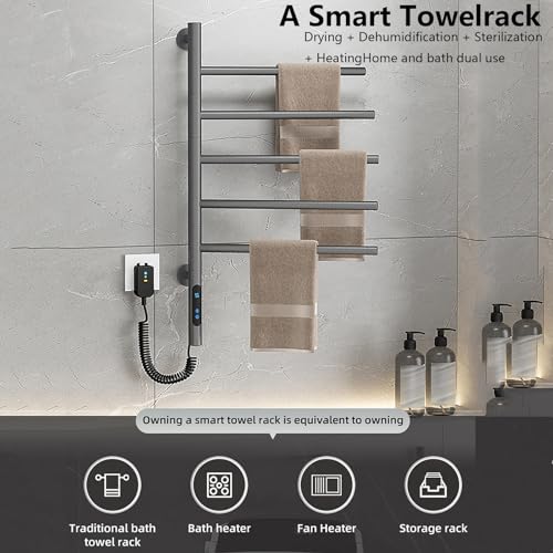 Calentador de Toallas para Baño Eléctrico Enchufable con Temporizador LED 3