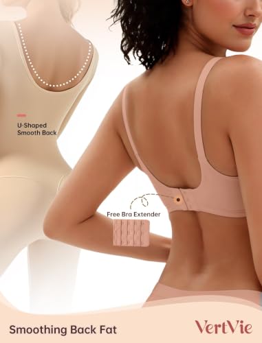 Vertvie Jelly Bra No Underwire Seamless Push Up Full Coverage, Praline, S - image 4