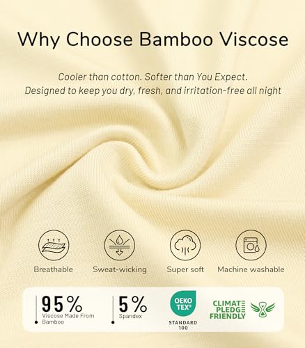 Image of NACHILA Pajamas for Women-Viscose Made from Bamboo,Satin Crew Neck Pajama Sets Short Sleeve Pjs with Capri Pants