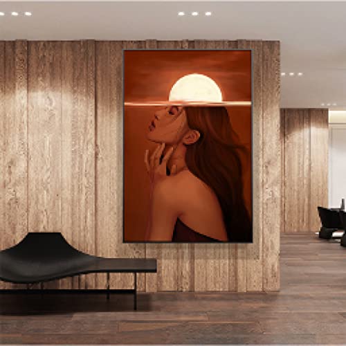 Peinture abstraite fille sur toile pour raviver un mur blanc de salon