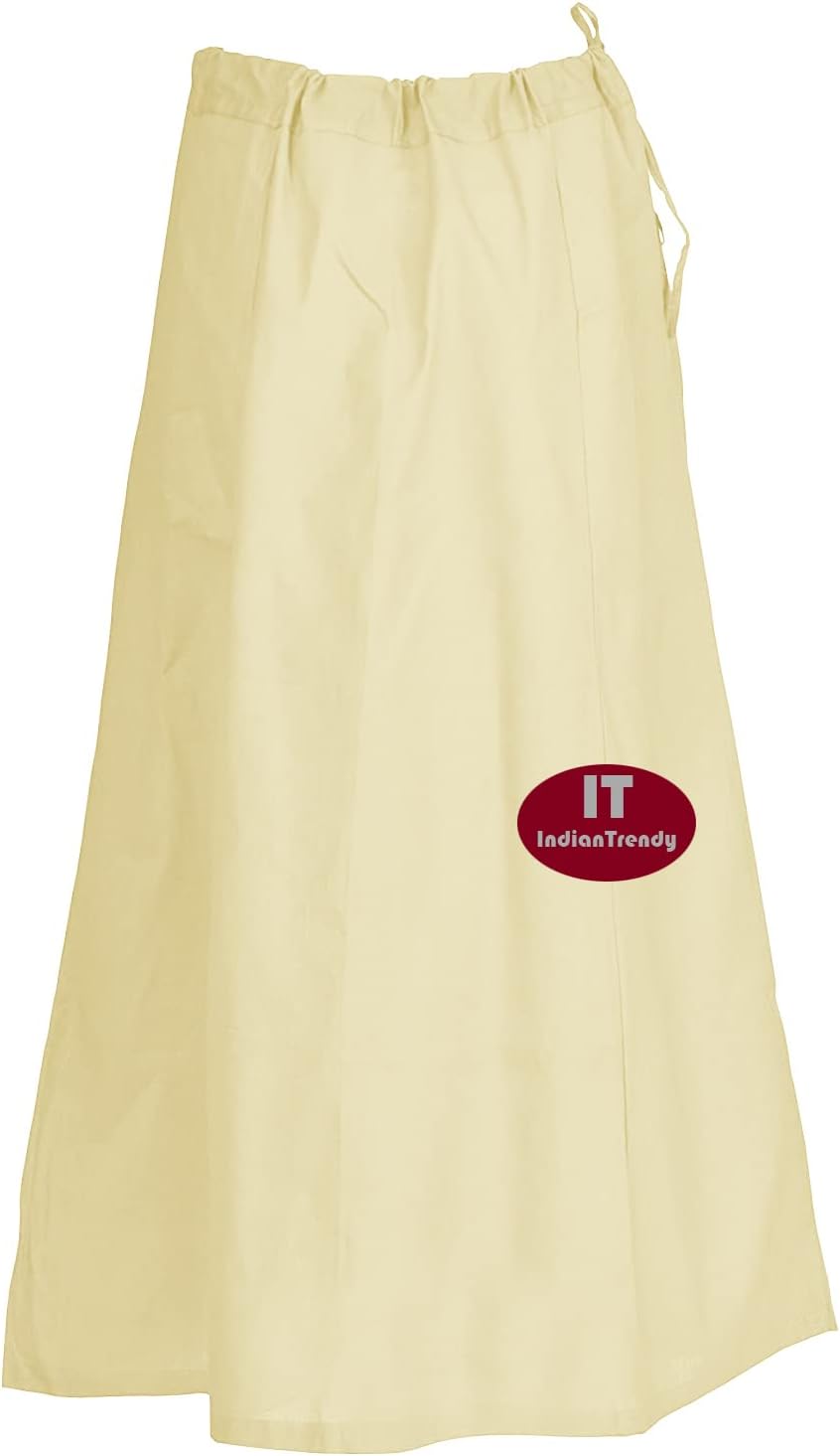 Indian Trendy Sari Petticoat Cotton Stitched Adjustable Waist Saree Underskirt Lining Skirt