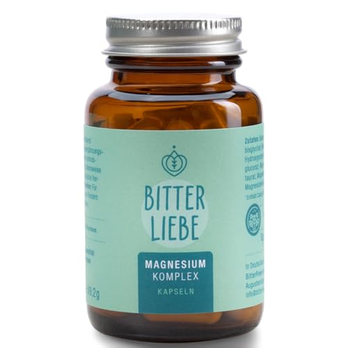 BitterLiebe - Magnesium Bisglycinat Kapseln hochdosiert - Magnesium Komplex mit Bisglycinat und Glycinat als Komplex als Tabletten - magnesiumbisglycinat und Magnesiumcitrat Kapseln