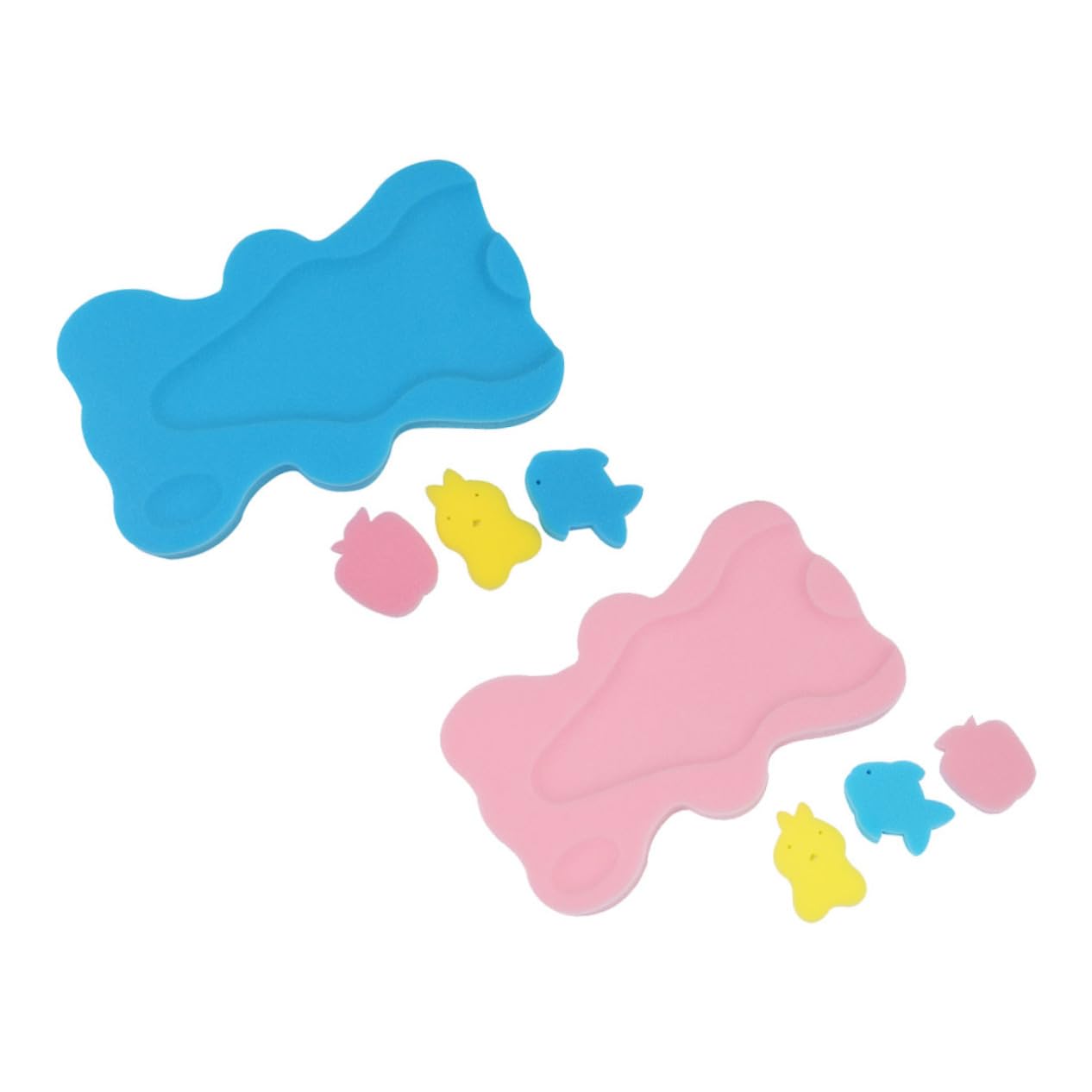 UKCOCO 2 Piezas Esponja Antideslizante para Bebés Cojín de Baño de Cartoon Azul Rosa para Recién Nacidos Almohadilla para Bañera la Atención