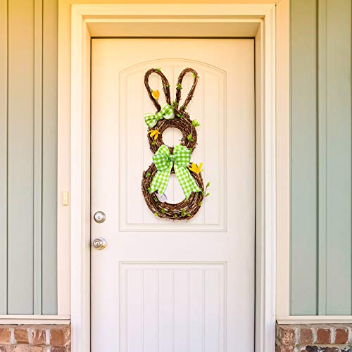 image for Chuangdi 2 Rolls 2.5 Inch Easter Burlap Ribbon Wired Edge Ribbon Buffa