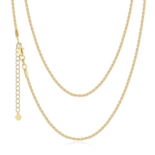 Gold Rope Chain for Men 14K Gold Adjustable Chain Italian Craftsmanship Stackable Women Necklace 20 Inch