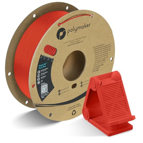 Image of Polymaker 1.75mm Red PLA PRO Filament, 1kg - Tough & High Rigidity, 3D Printer Filament | Tough & High Rigidity, Impact-Resistance, Clean Finish, Easy to Print on Most FDM 3D Printers, Cardboard Spool