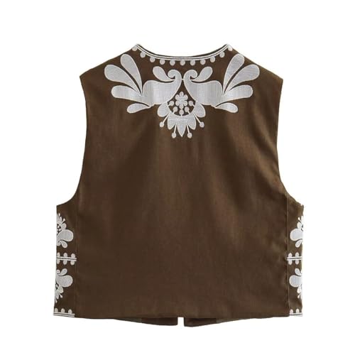 CYee Women Boho Floral Vest Vintage Flower Embroidered Waistcoat Top Sleeveless Shirts Fairycore Cottagecore Cardigan4