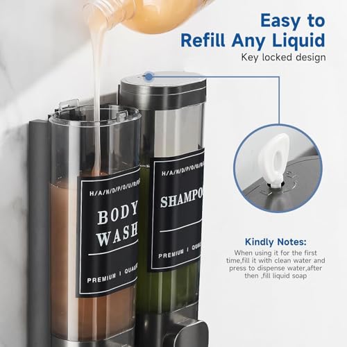 Image of Wall Mounted 3 in 1 Soap Dispenser Set, Shampoo Conditioner Body Wash Holder, Refillable Bathroom Shower Dispenser for Hotel & Home (2-Chamber)