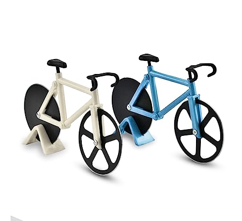 Bicicleta Cortadora de Pizza, Fatiador De Pizza Bicicleta Antiaderente Inox Duplo Com Suporte, Corta