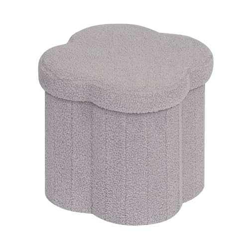 Bonlife Tabouret de Rangement, Pouf Pliable, Coffre de Rangement, pour Salon, Chambre, Dortoir, Charge jusqu'à 150 kg, Gris, 38x38x38 cm