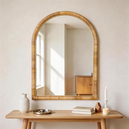 Arched Rattan Mirror
