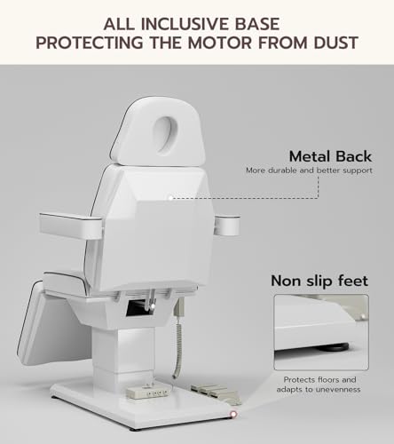 Fully-Electric-Esthetician-Chair-Facial-Bed-4-Section-Tattoo-Chair-Bed-Massage-Table-w3-Motors-Adjustments-Medical-Aesthetic-Chair-for-Wax-Beauty-Microblading-Spa-White