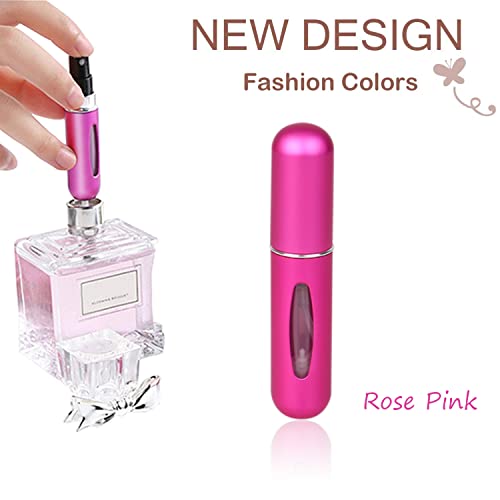 Rosarden Travel Mini Perfume Refillable Atomizer, Portable Perfume Spray Container Bottle, Travel Perfume Scent Pump Case Fragrance Empty Spray Bottle For Traveling And Outgoing 5Ml (Rose Pink) #TOP6