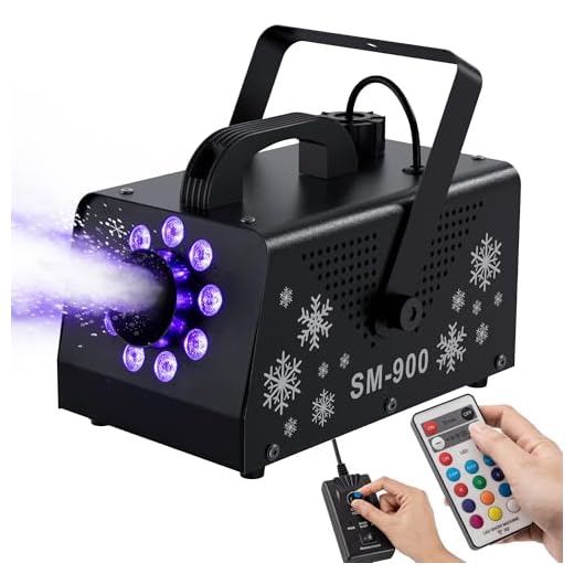 IMONE Snow Machine with Lights 900W Fake Snowflake Machine Indoor 9 LED 15 Color Lights Effect with Wireless Remote Control Snow Maker Portable for Parties & Stage