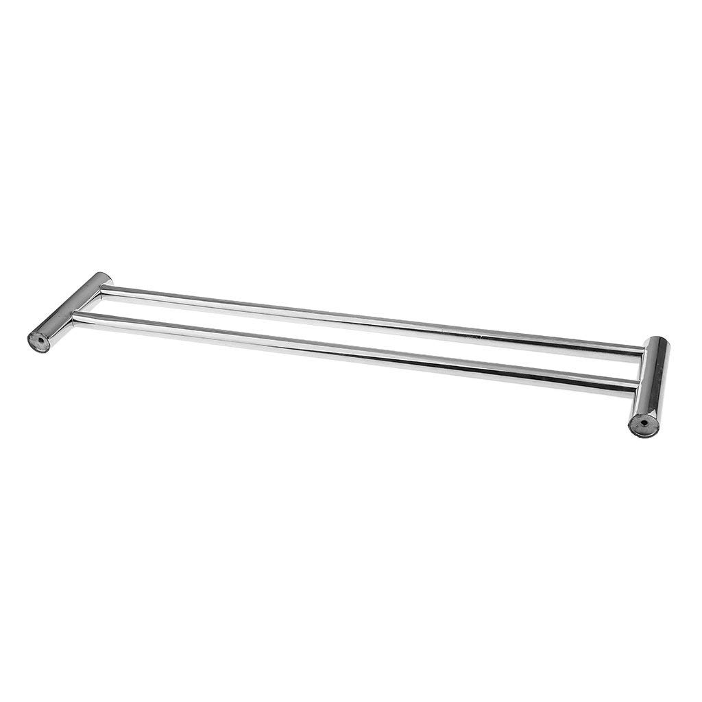 Portasciugamani a doppia barra in acciaio inox cromato, 60 cm, montaggio a parete, per bagno e cucina, salvaspazio, soluzione di archiviazione efficiente