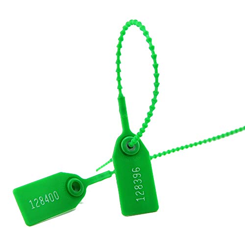 100 Pull Tight Anti-Tamper Numbered Plastic Security Fire Extinguisher Tag Self-Locking Election Box Safety Ties (Green)